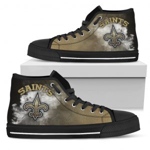 White Smoke Vintage New Orleans Saints High Top Shoes