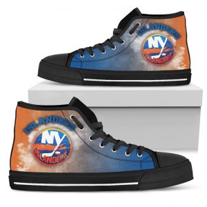 White Smoke Vintage New York Islanders High Top Shoes