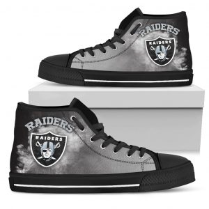 White Smoke Vintage Oakland Raiders High Top Shoes