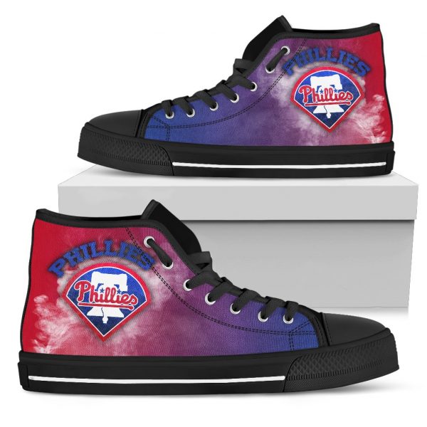 White Smoke Vintage Philadelphia Phillies High Top Shoes