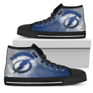 White Smoke Vintage Tampa Bay Lightning High Top Shoes