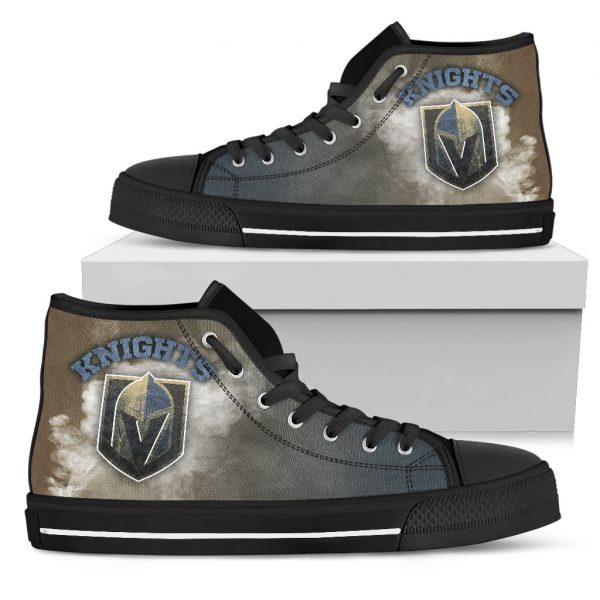 White Smoke Vintage Vegas Golden Knights High Top Shoes