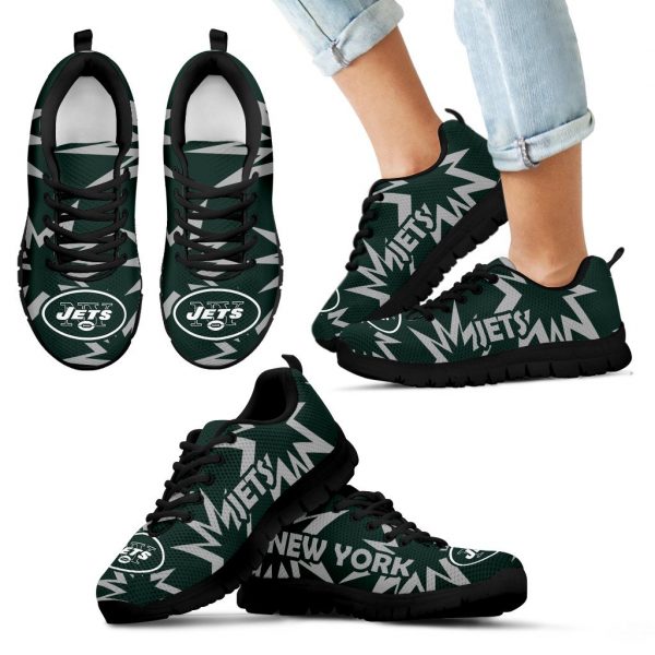 Zig Zag Circle Dizzy Excellent Nice Logo New York Jets Sneakers
