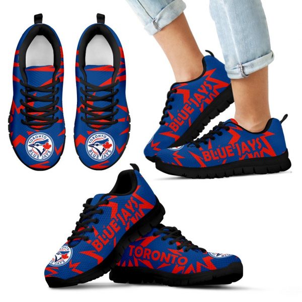 Zig Zag Circle Dizzy Excellent Nice Logo Toronto Blue Jays Sneakers