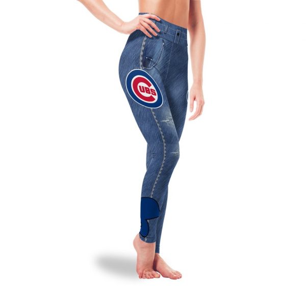 Amazing Blue Jeans Chicago Cubs Leggings