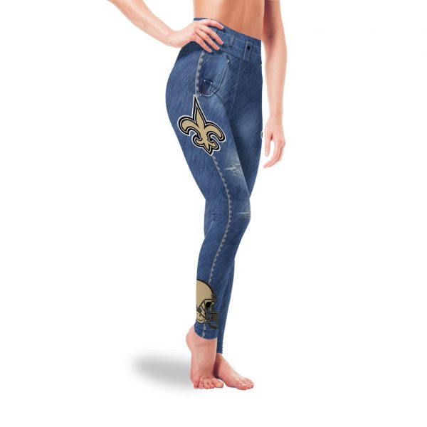 Amazing Blue Jeans New Orleans Saints Leggings