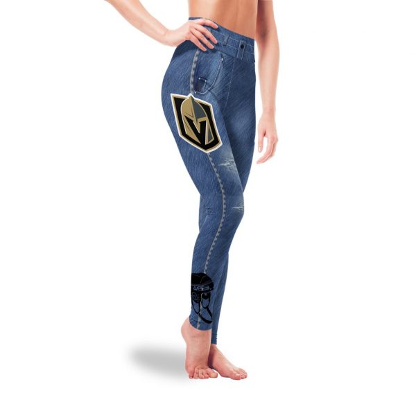 Amazing Blue Jeans Vegas Golden Knights Leggings