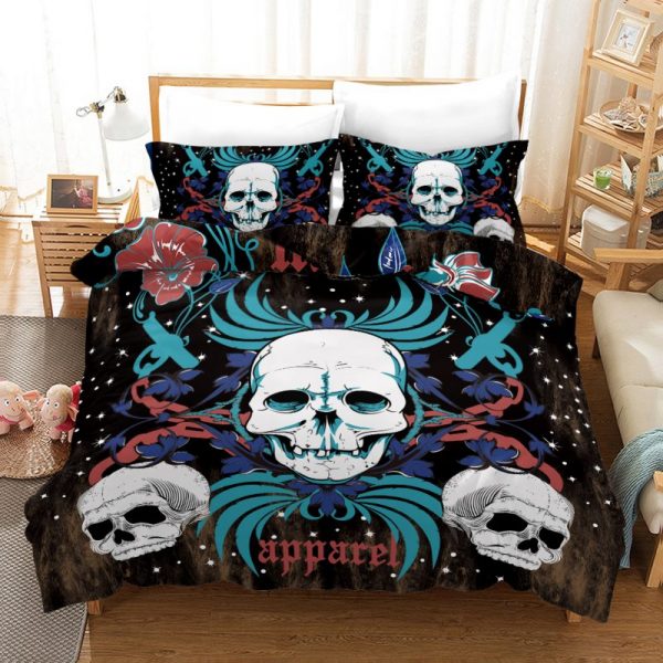 Apparel Skull Duvet Cover and Pillowcase Set Bedding Set