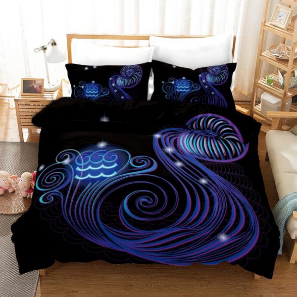 Aquarius Duvet Cover and Pillowcase Set Bedding Set