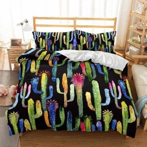 Art Pattern Cactus Printed s Duvet Cover and Pillowcase Set Bedding Set 555