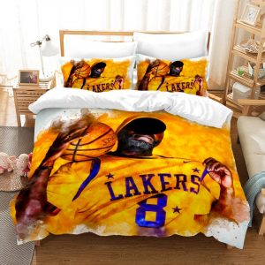 Basketball Lakers Duvet Cover and Pillowcase Set Bedding Set