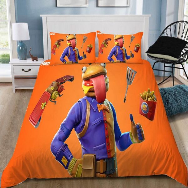 Beef Boss Fortnite Gamer Duvet Cover and Pillowcase Set Bedding Set