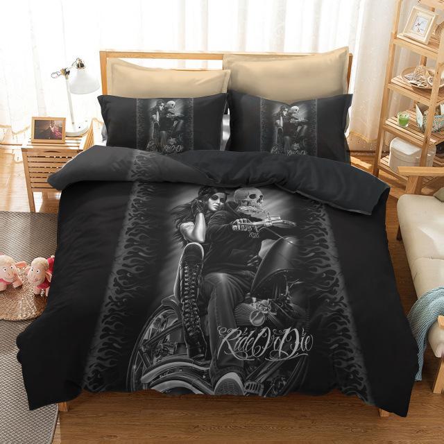 Black Motorbike Motorcycle Skull Duvet Cover and Pillowcase Set Bedding Set Black Motorbike Motorcycle Skull Duvet Cover and Pillowcase Set Bedding Set