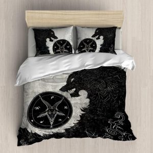 Black Wolf Satan Duvet Cover and Pillowcase Set Bedding Set