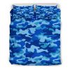 Blue Camouflage Print Duvet Cover and Pillowcase Set Bedding Set