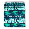 Blue Hibiscus Palm Tree Pattern Print Duvet Cover and Pillowcase Set Bedding Set