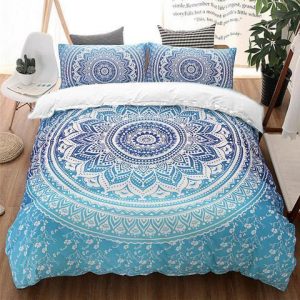 Blue Mandala Duvet Cover and Pillowcase Set Bedding Set