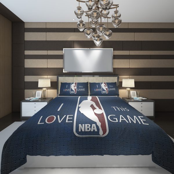Blue Nba Background Basketball Logo Duvet Cover and Pillowcase Set Bedding Set