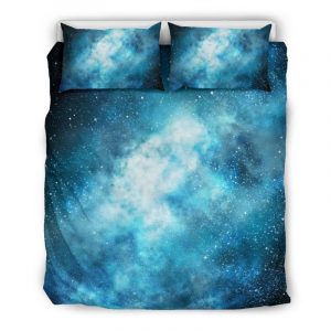 Blue Sky Universe Galaxy Space Print Duvet Cover and Pillowcase Set Bedding Set