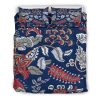 Blue Vintage Bohemian Floral Print Duvet Cover and Pillowcase Set Bedding Set