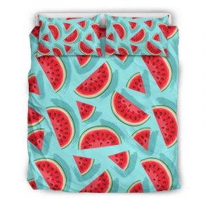Blue Watermelon Pieces Pattern Print Duvet Cover and Pillowcase Set Bedding Set