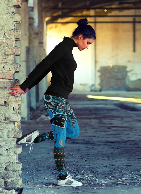 Boho Carolina Panthers Leggings With Fantastic Art