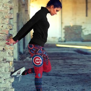 Boho Chicago Cubs Leggings With Fantastic Art