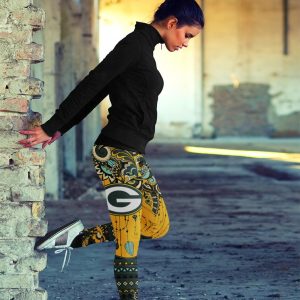 Boho Green Bay Packers Leggings With Fantastic Art