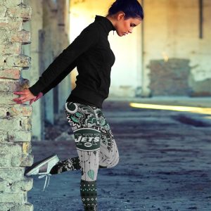 Boho New York Jets Leggings With Fantastic Art