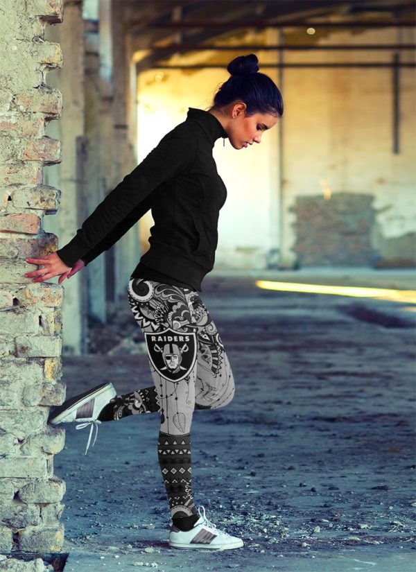 Boho Oakland Raiders Leggings With Fantastic Art