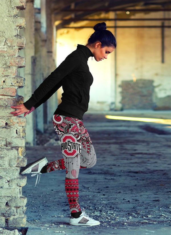 Boho Ohio State Buckeyes Leggings With Fantastic Art