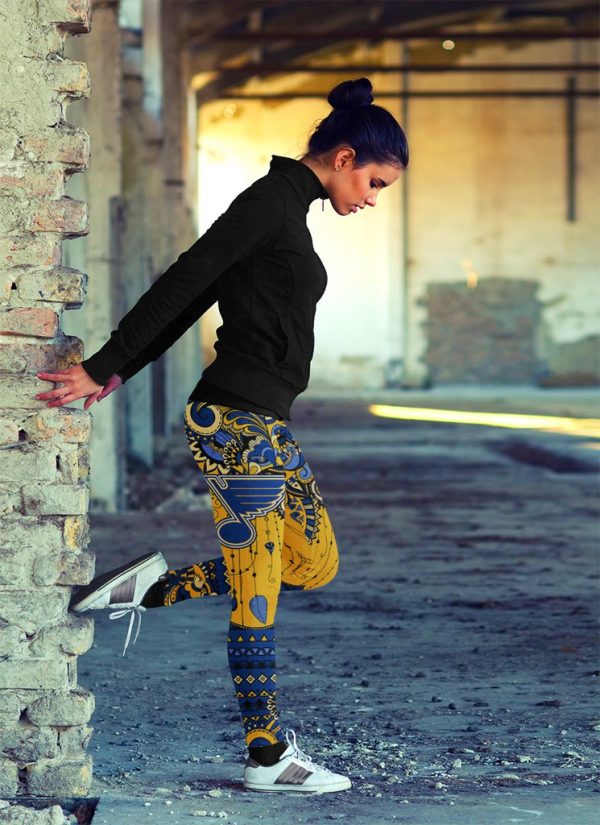 Boho St. Louis Blues Leggings With Fantastic Art