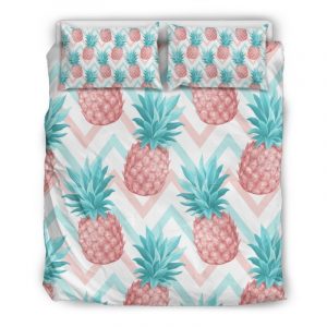 Bright Zig Zag Pineapple Pattern Print Duvet Cover and Pillowcase Set Bedding Set