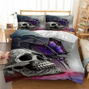 Butterfly Skull Duvet Cover and Pillowcase Set Bedding Set 380