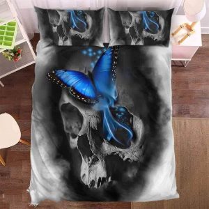 Butterfly Skull Duvet Cover and Pillowcase Set Bedding Set 667