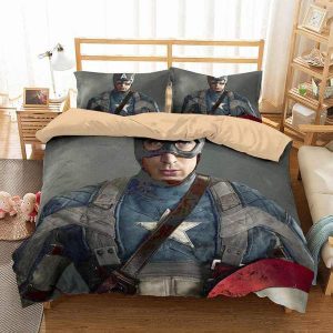 Captain America Duvet Cover and Pillowcase Set Bedding Set 476