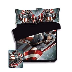 Captain America Flag Infinity War Printed Avengers Duvet Cover and Pillowcase Set Bedding Set