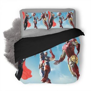 Captain America Thor Iron Man Duvet Cover and Pillowcase Set Bedding Set