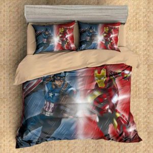 Captain America Vs Iron Man Duvet Cover and Pillowcase Set Bedding Set