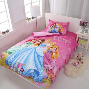 Cartoon Kids Princesses Disney Duvet Cover and Pillowcase Set Bedding Set