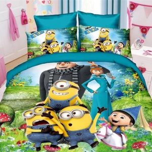 Cartoon Kids Minions Duvet Cover and Pillowcase Set Bedding Set