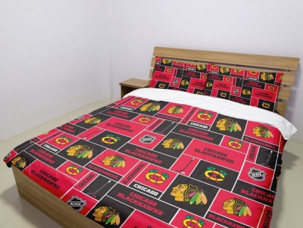 Chicago Blackhawks Duvet Cover and Pillowcase Set Bedding Set 105