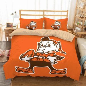 Cleveland Browns Duvet Cover and Pillowcase Set Bedding Set 586