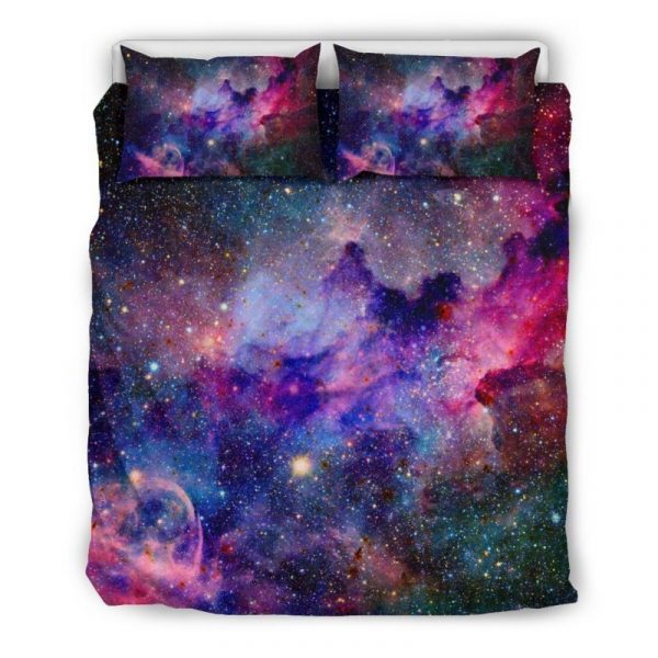 Colorful Nebula Galaxy Space Print Duvet Cover and Pillowcase Set Bedding Set