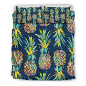 Colorful Pineapple Pattern Print Duvet Cover and Pillowcase Set Bedding Set