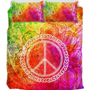 Colorful Splatter Peace Duver Duvet Cover and Pillowcase Set Bedding Set