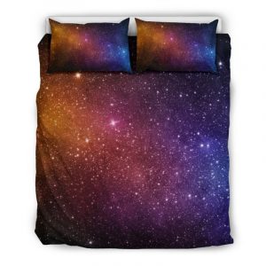 Colorful Stardust Galaxy Space Print Duvet Cover and Pillowcase Set Bedding Set