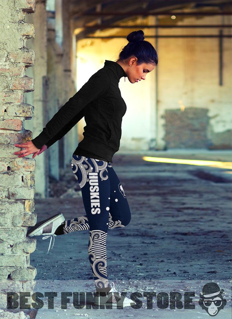 Colorful Summer With Wave Connecticut Huskies Leggings Colorful Summer With Wave Connecticut Huskies Leggings