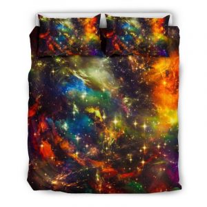 Colorful Universe Galaxy Space Print Duvet Cover and Pillowcase Set Bedding Set