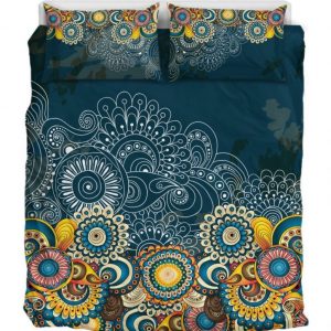 Colorul Mandala Navy Duver Duvet Cover and Pillowcase Set Bedding Set
